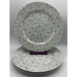 Fitz &‎ Floyd Oriental Geometric Gray Dinner Plates Set of Three